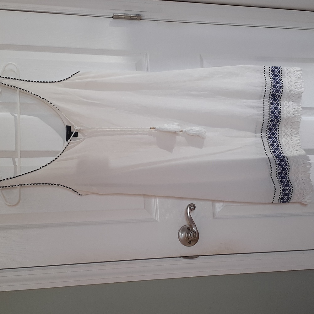 J. Crew White and Blue Sleeveless Dress